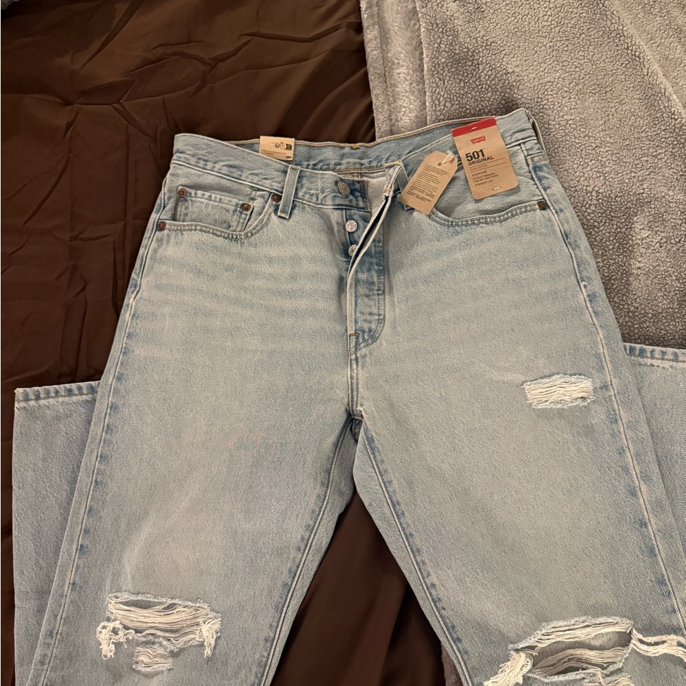 Levi's 501 Light Wash Distressed Jeans